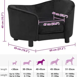 vidaXL Productos Para Mascotas-Sofá para perros felpa 69x49x40 cm