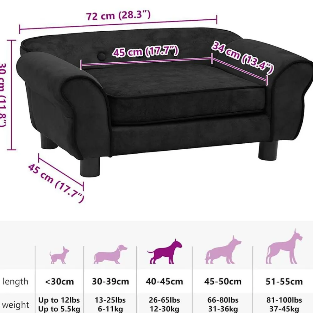vidaXL Productos Para Mascotas-Sofá para perros felpa 72x45x30 cm