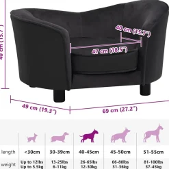 vidaXL Productos Para Mascotas-Sofá para perros felpa y cuero sintético 69x49x40 cm