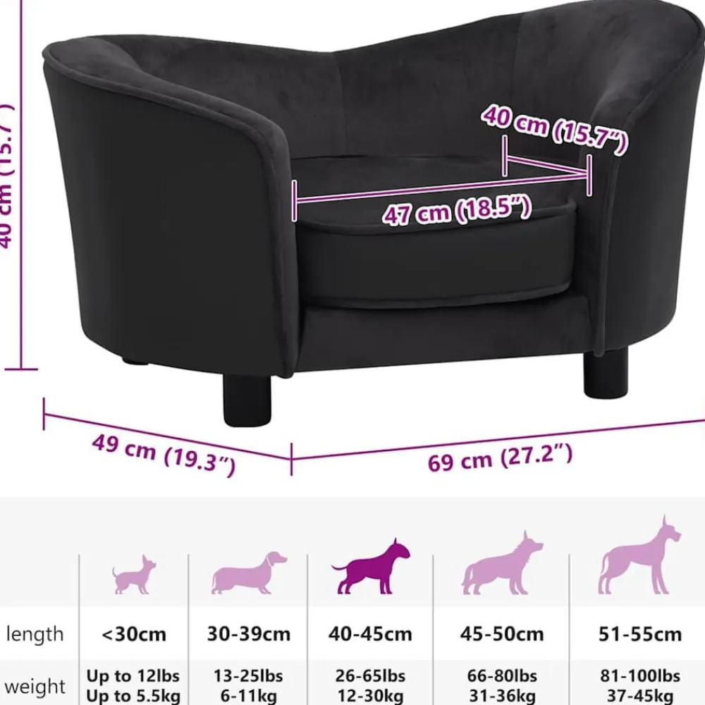 vidaXL Productos Para Mascotas-Sofá para perros felpa y cuero sintético 69x49x40 cm