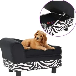 vidaXL Productos Para Mascotas-Sofá para perros felpa negro 57x34x36 cm