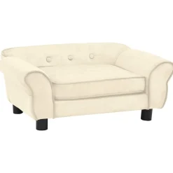 vidaXL Sofá para perros felpa color 72x45x30 cm Crema