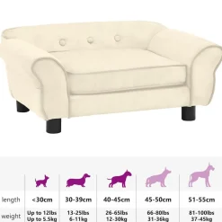 vidaXL Sofá para perros felpa color 72x45x30 cm Crema