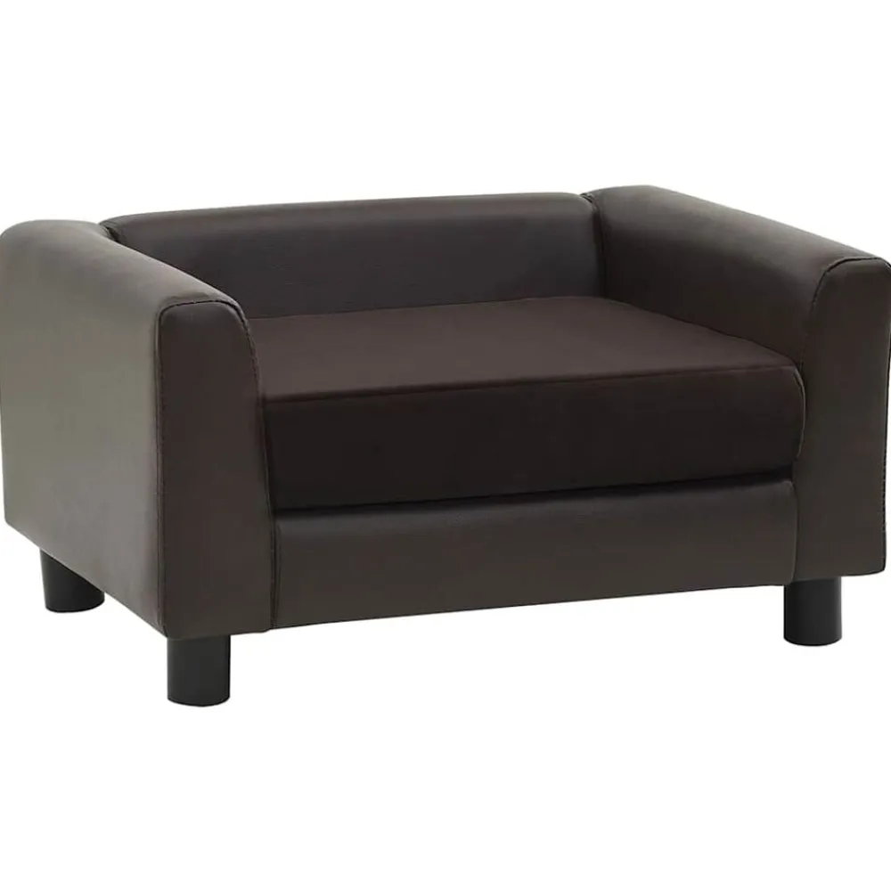 vidaXL Sofá para perros felpa y cuero sintético marrón 60x43x30 cm Marrón Clearance