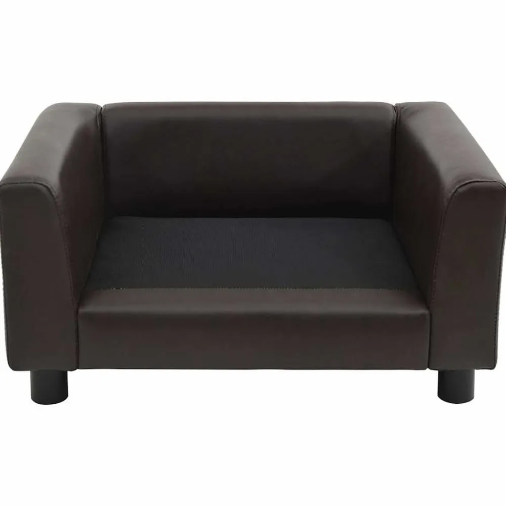 vidaXL Sofá para perros felpa y cuero sintético marrón 60x43x30 cm Marrón Clearance