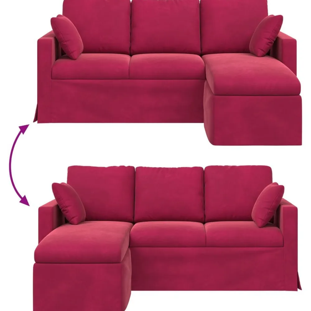 vidaXL Sofá Rojo vino 198 x 134 x 80 cm Terciopelo Rojo vino tinto New