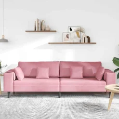 vidaXL Sofá 250 x 77 x 76 cm Terciopelo Rosa Sale