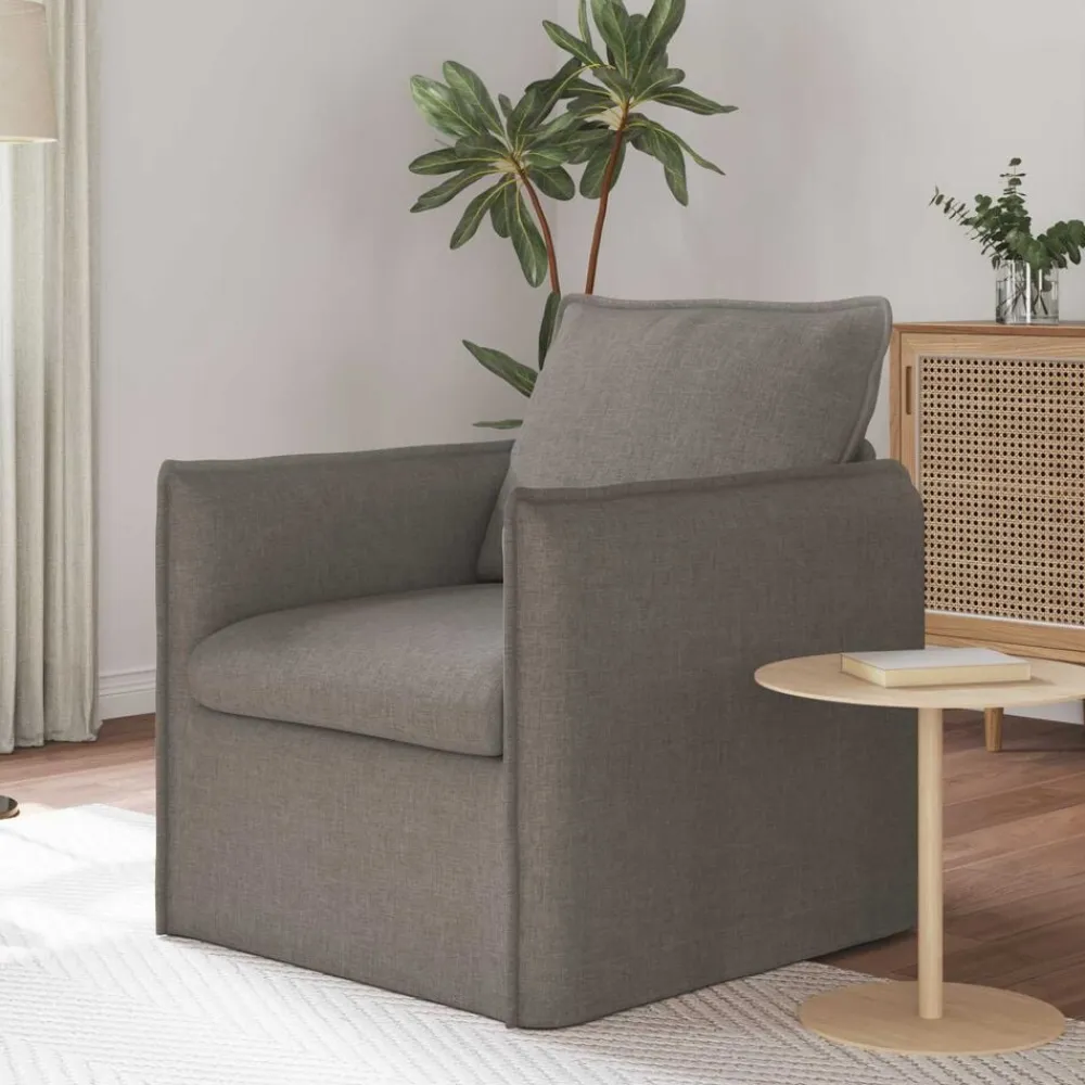 vidaXL Sofá 195 x 82 x 85 cm tela Taupé Discount