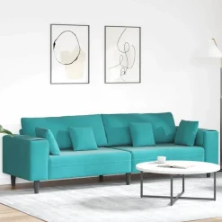 vidaXL Sofá 250 x 77 x 76 cm Terciopelo Tuquesa Clearance