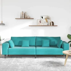vidaXL Sofá 250 x 77 x 76 cm Terciopelo Tuquesa Clearance