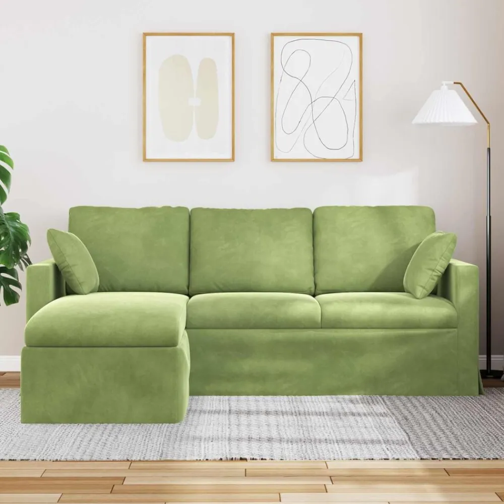 vidaXL Sofá 198 x 134 x 80 cm Terciopelo Verde claro Discount