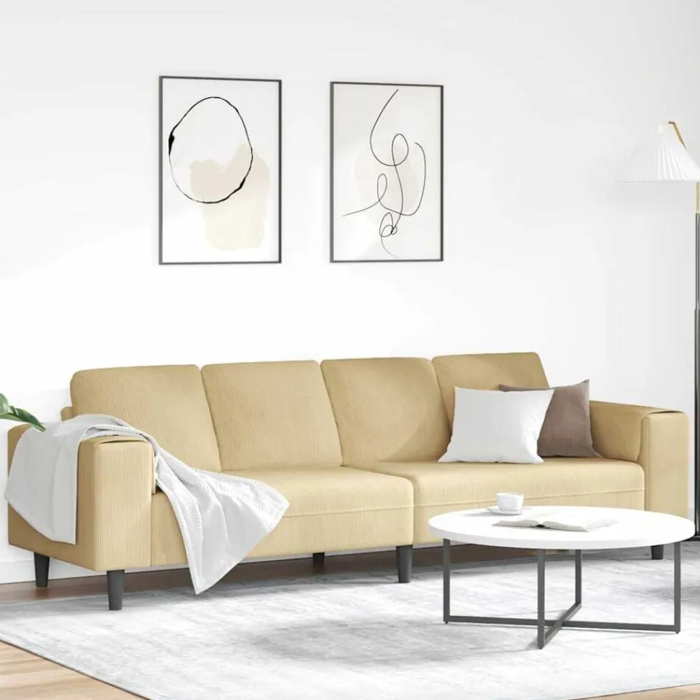 vidaXL Sofá Verde grisáceo 250 x 77 x 76 cm Tela de Pana Verde grisáceo Hot