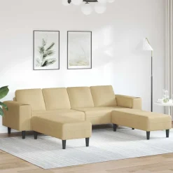 vidaXL Sofá Verde grisáceo 250 x 188 x 76 cm Tela de Pana Verde gris&aacute;ceo New