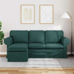 vidaXL Sofá 215 x 138 x 80 cm tela Verde oscuro