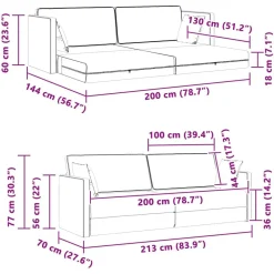 vidaXL Sofás-Sofá-cama de piso 213 x 70 x 77 cm Terciopelo
