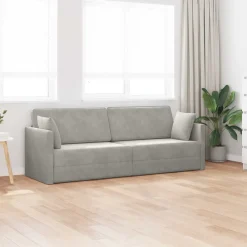 vidaXL Sofá-cama de piso 213 x 70 x 77 cm Terciopelo Gris claro Clearance