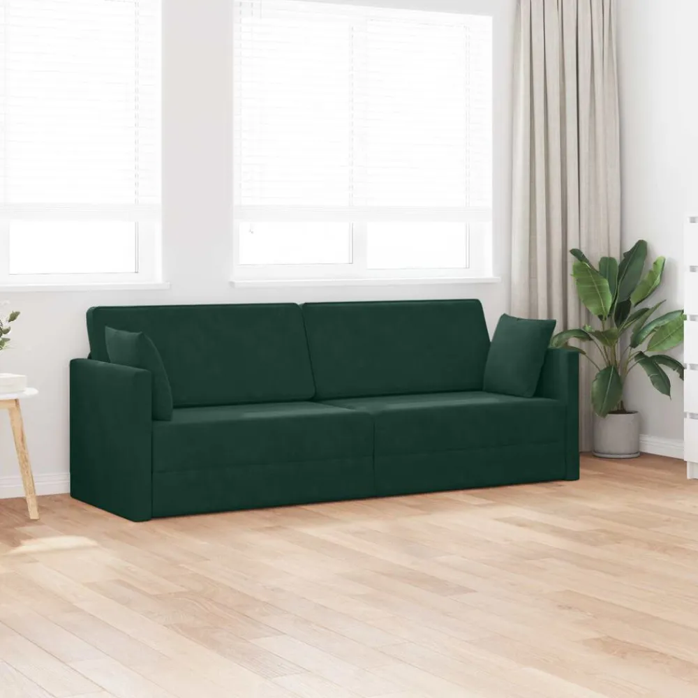 vidaXL Sofá-cama de piso 213 x 70 x 77 cm Terciopelo Verde oscuro Hot