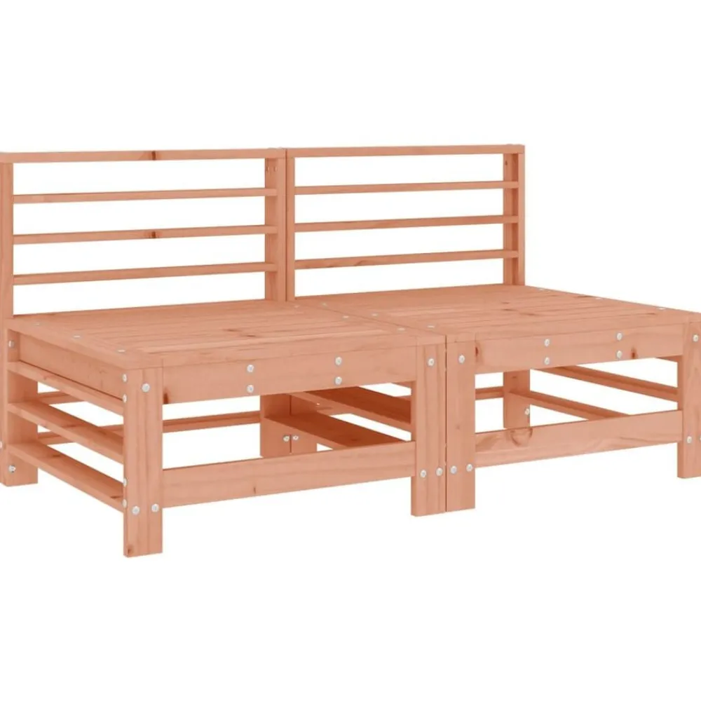 vidaXL Muebles De Jardín-Sofás centrales con cojines 2 uds madera maciza abeto Douglas