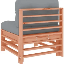 vidaXL Muebles De Jardín-Sofás centrales con cojines 2 uds madera maciza abeto Douglas