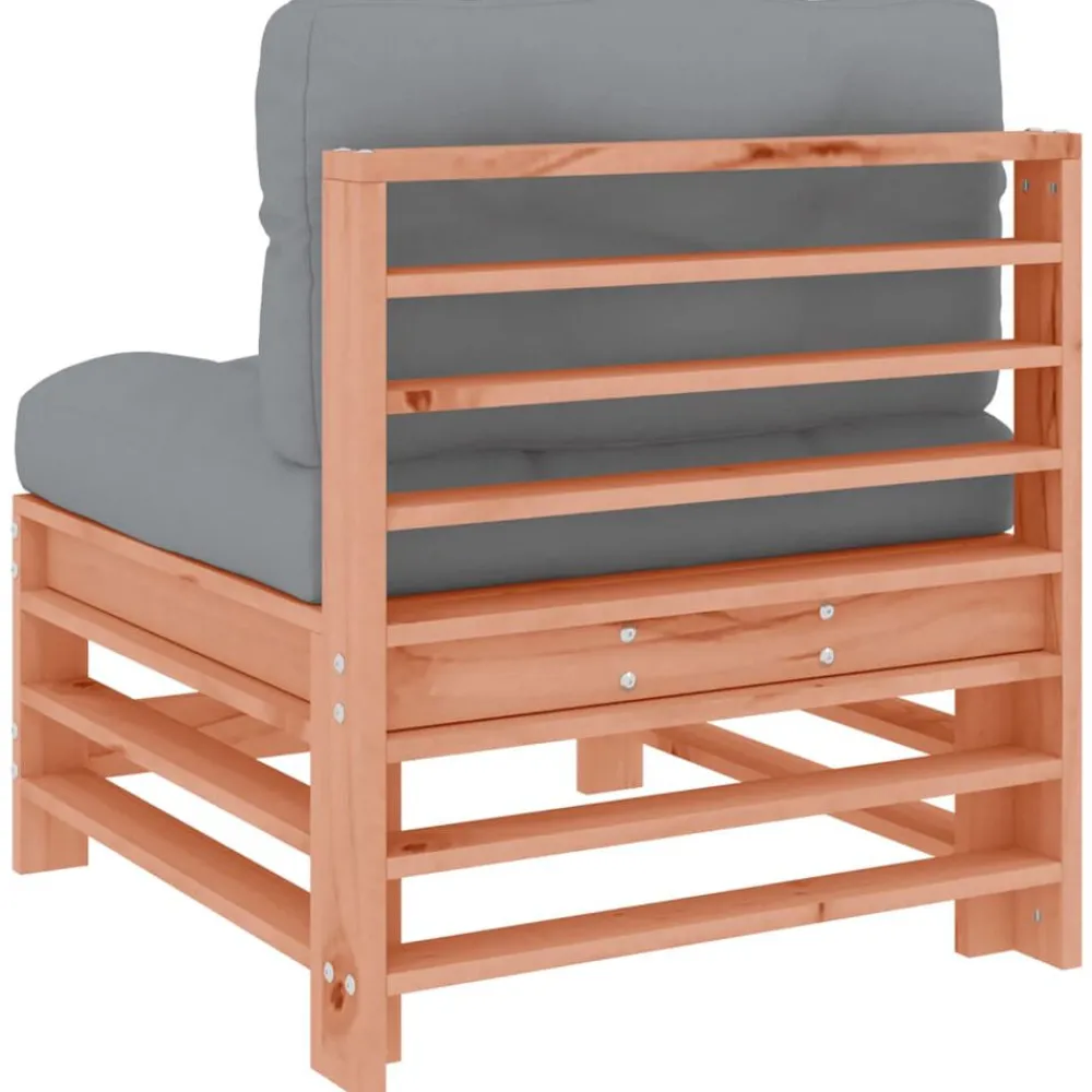 vidaXL Muebles De Jardín-Sofás centrales con cojines 2 uds madera maciza abeto Douglas