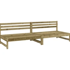 vidaXL Sofás centrales de jardín 2 uds madera impregnada pino 120x80cm Impregnado natural Sale
