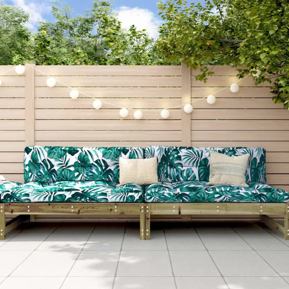 vidaXL Sofás centrales de jardín 2 uds madera impregnada pino 120x80cm Impregnado natural Sale