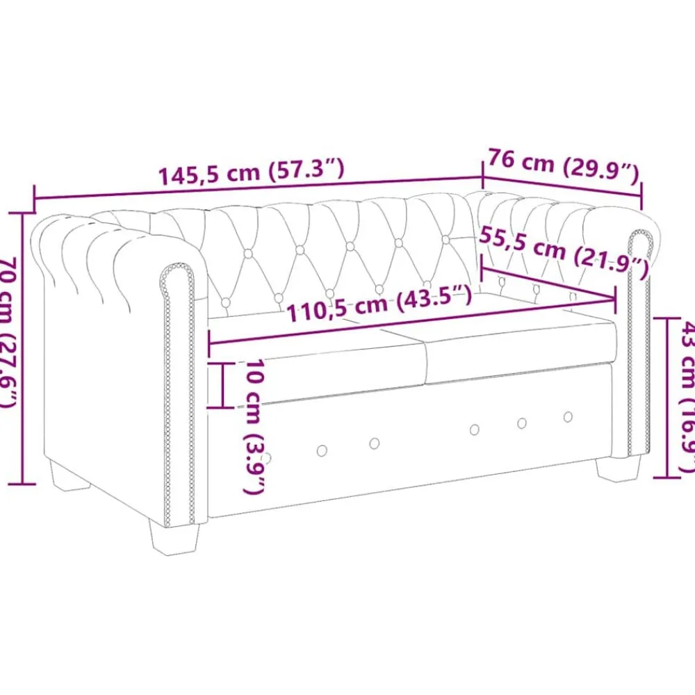 vidaXL Sofás-Sofás Chesterfield de 2 y 3 plazas cuero sintético