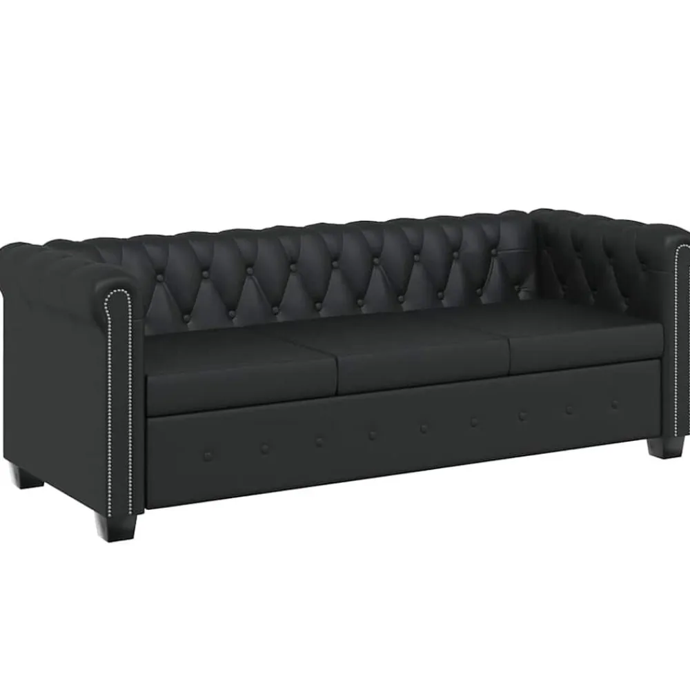 vidaXL Sofás-Sofás Chesterfield de 2 y 3 plazas cuero sintético