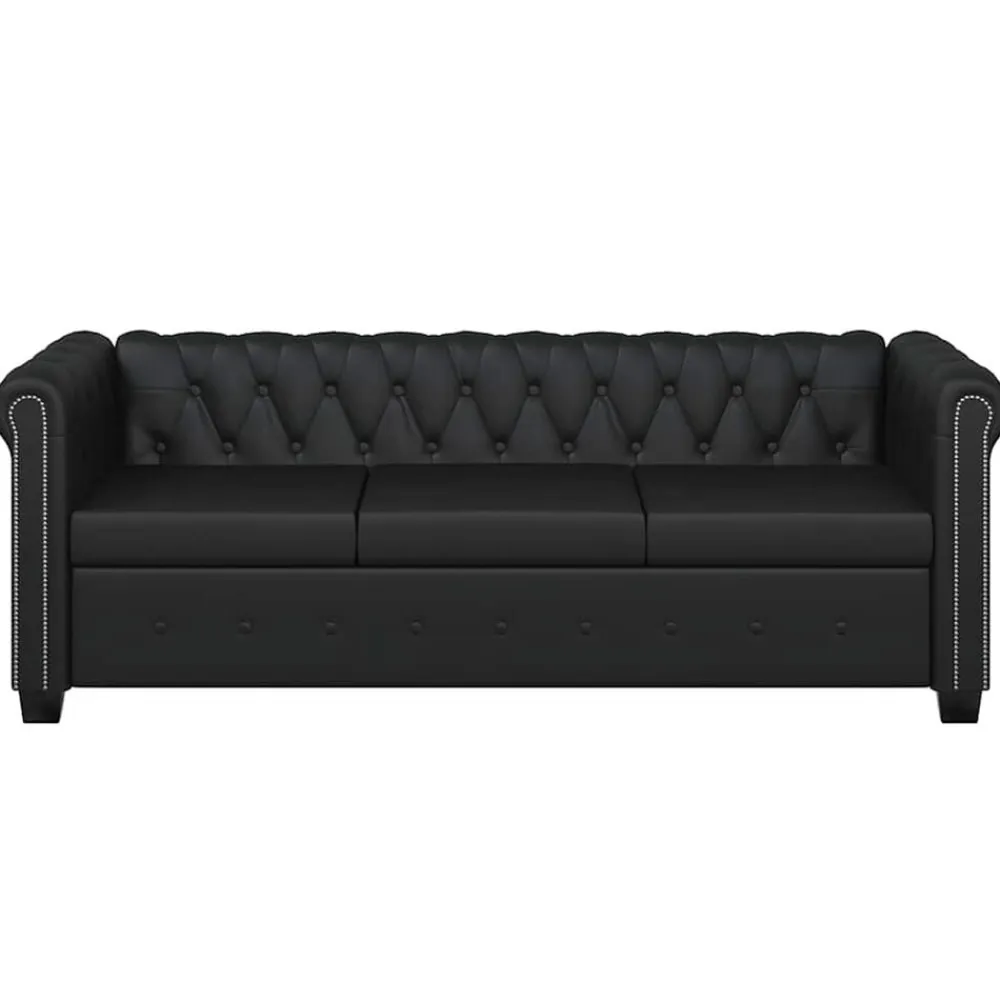 vidaXL Sofás-Sofás Chesterfield de 2 y 3 plazas cuero sintético