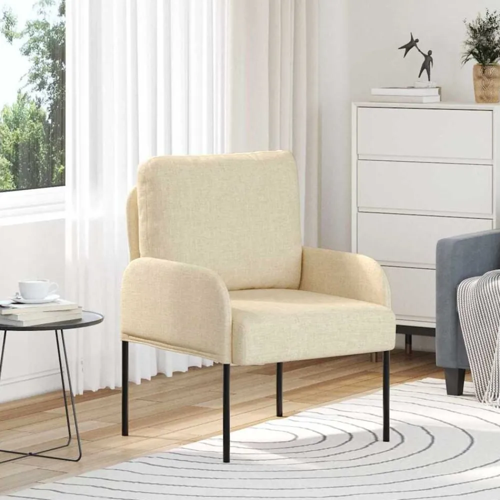 vidaXL Sofás con cojín 55cm Madera contrachapada Crema New
