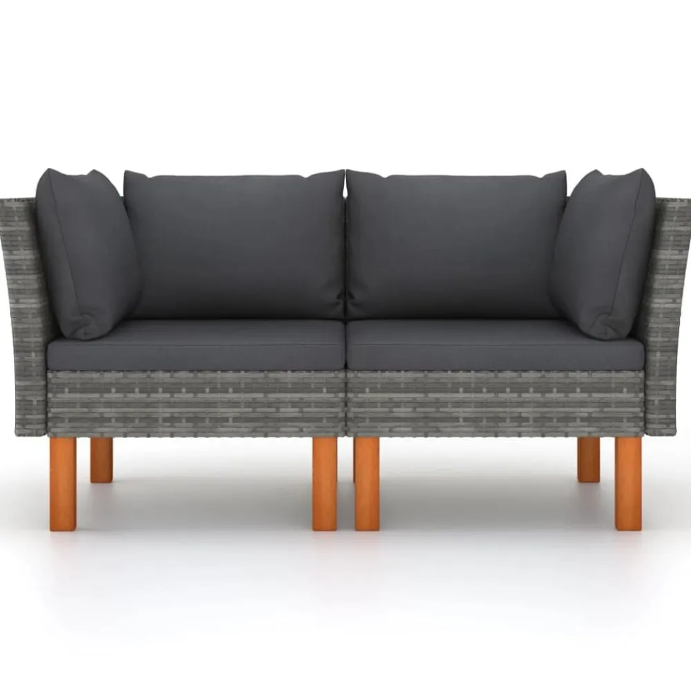 vidaXL Sofás de esquina 2 uds ratán sintético y madera de eucalipto Gris Discount