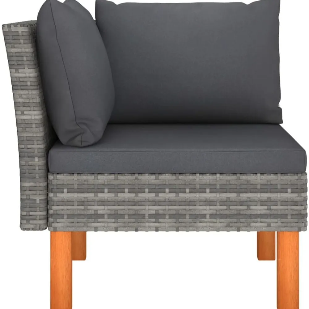 vidaXL Sofás de esquina 2 uds ratán sintético y madera de eucalipto Gris Discount