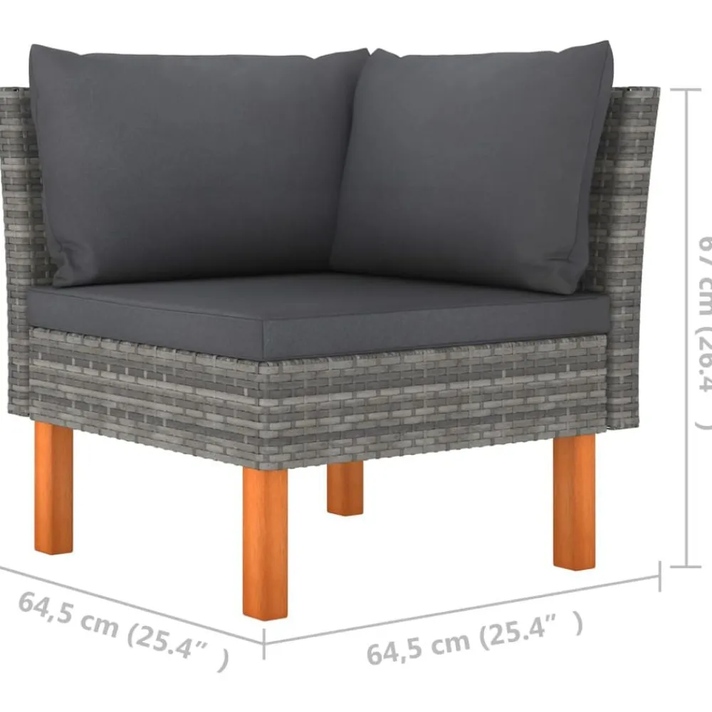 vidaXL Sofás de esquina 2 uds ratán sintético y madera de eucalipto Gris Discount
