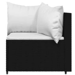 vidaXL Sofás de esquina jardín con cojines 2 uds ratán sintético negro Negro y blanco Hot