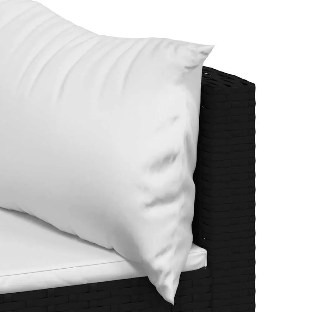 vidaXL Sofás de esquina jardín con cojines 2 uds ratán sintético negro Negro y blanco Hot