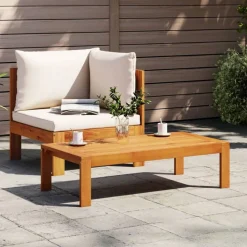 vidaXL Sofás de jardín 2 pzas con cojines madera maciza acacia Crema New