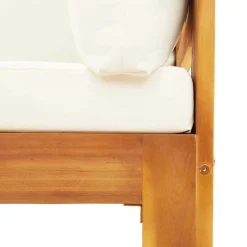 vidaXL Sofás de jardín 2 pzas con cojines madera maciza acacia Crema New
