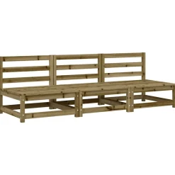 vidaXL Muebles De Jardín-Sofás de jardín sin reposabrazos 3 uds madera pino 70x70x67 cm