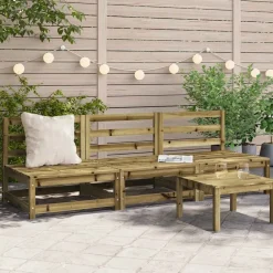 vidaXL Muebles De Jardín-Sofás de jardín sin reposabrazos 3 uds madera pino 70x70x67 cm