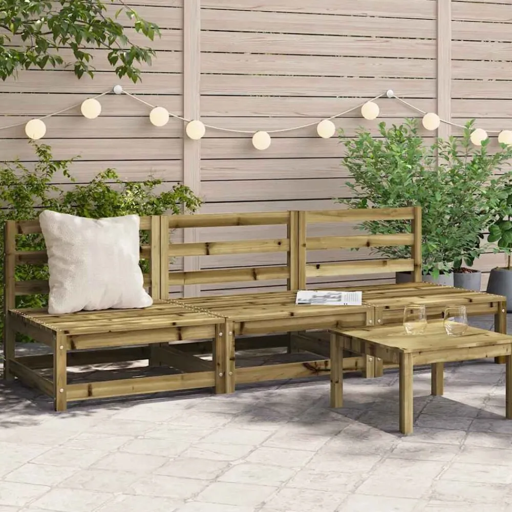 vidaXL Muebles De Jardín-Sofás de jardín sin reposabrazos 3 uds madera pino 70x70x67 cm