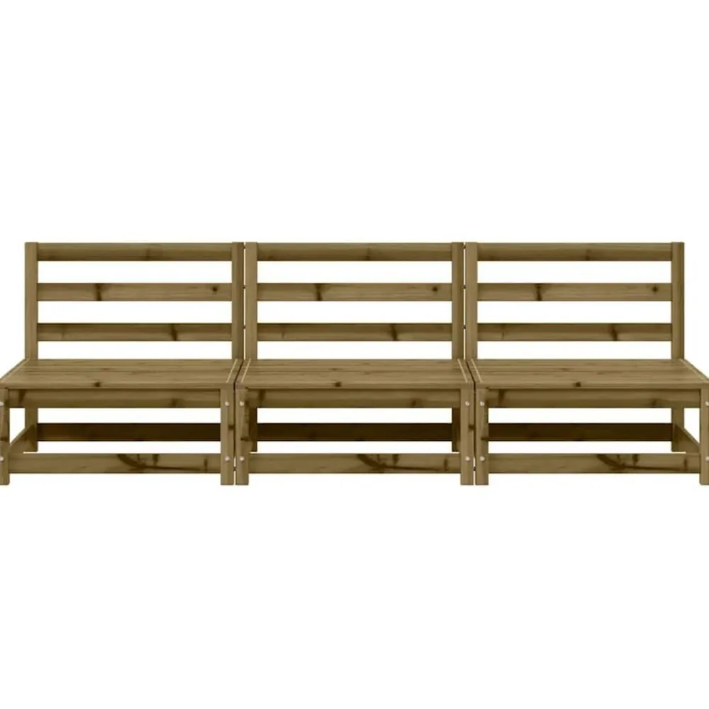 vidaXL Muebles De Jardín-Sofás de jardín sin reposabrazos 3 uds madera pino 70x70x67 cm