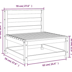 vidaXL Muebles De Jardín-Sofás de jardín sin reposabrazos 3 uds madera pino 70x70x67 cm