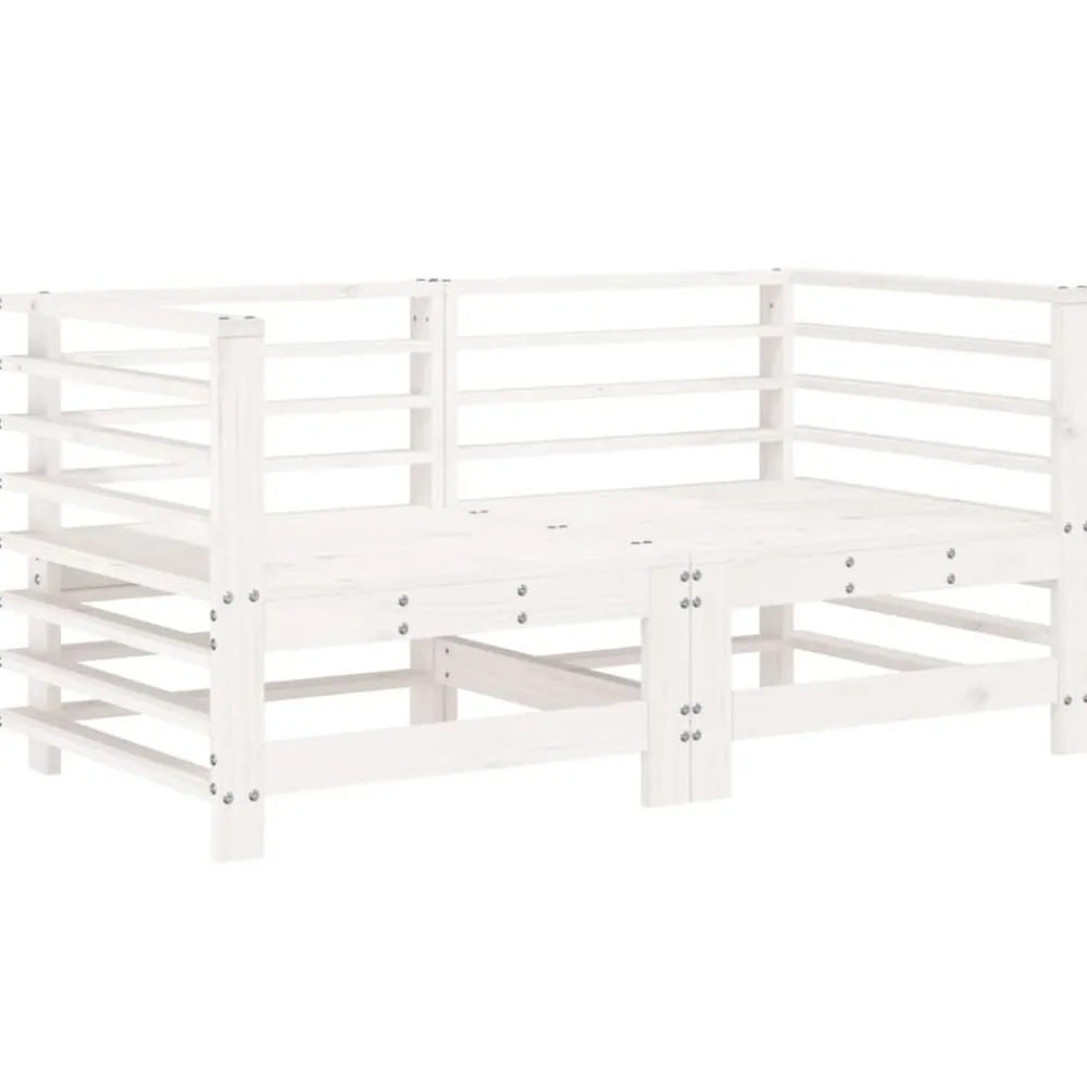 vidaXL Sofás esquineros con cojines 2 uds madera maciza de Pino blanco Outlet