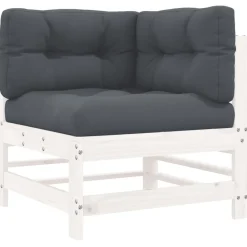 vidaXL Sofás esquineros con cojines 2 uds madera maciza de Pino blanco Outlet