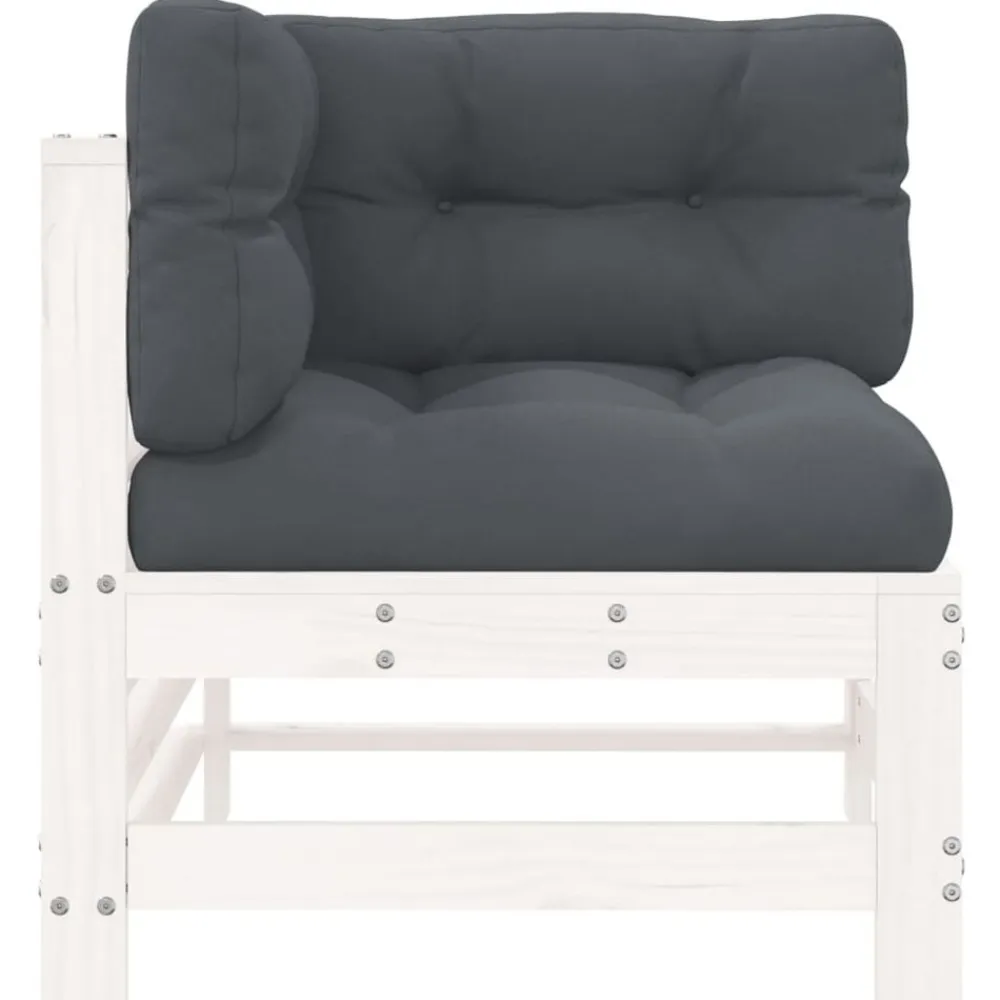 vidaXL Sofás esquineros con cojines 2 uds madera maciza de Pino blanco Outlet