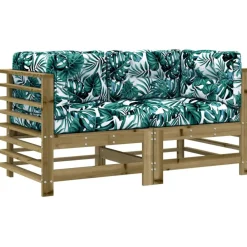 vidaXL Muebles De Jardín-Sofás esquineros con cojines 2 uds madera de pino impregnada