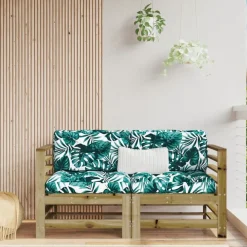 vidaXL Muebles De Jardín-Sofás esquineros con cojines 2 uds madera de pino impregnada