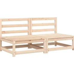 vidaXL Muebles De Jardín-Sofás jardín sin reposabrazos con cojines 2 uds madera de pino