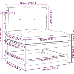 vidaXL Muebles De Jardín-Sofás jardín sin reposabrazos con cojines 2 uds madera de pino