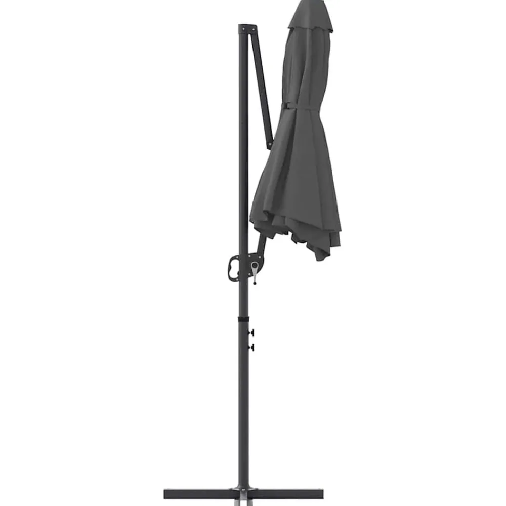 vidaXL Sombrilla 372 x 198 x 243 cm Poliéster y Aluminio Antracita Clearance